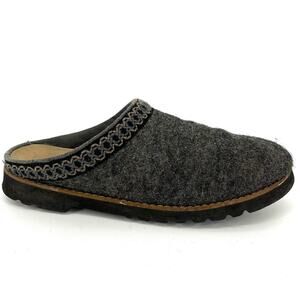 Lands End Gray Felted Wool Slide Mule Slipper‎ Size 10